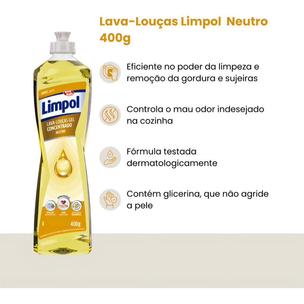 Detergente Em Gel Limpol Neutro 400g
