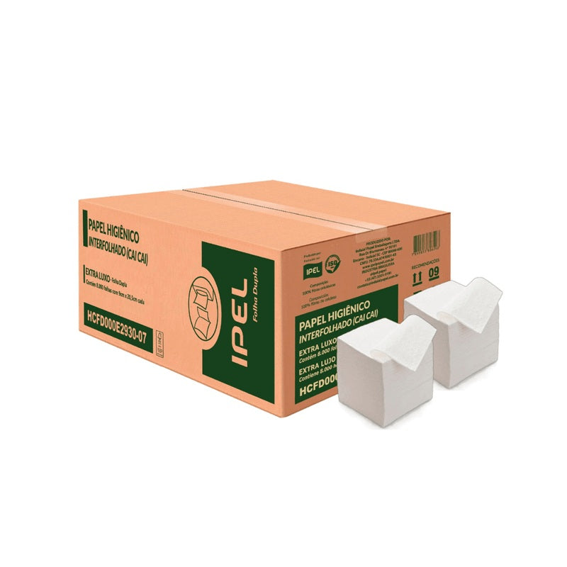 Papel Higiênico Interfolhado Folha Dupla 8000 Folhas Ipel