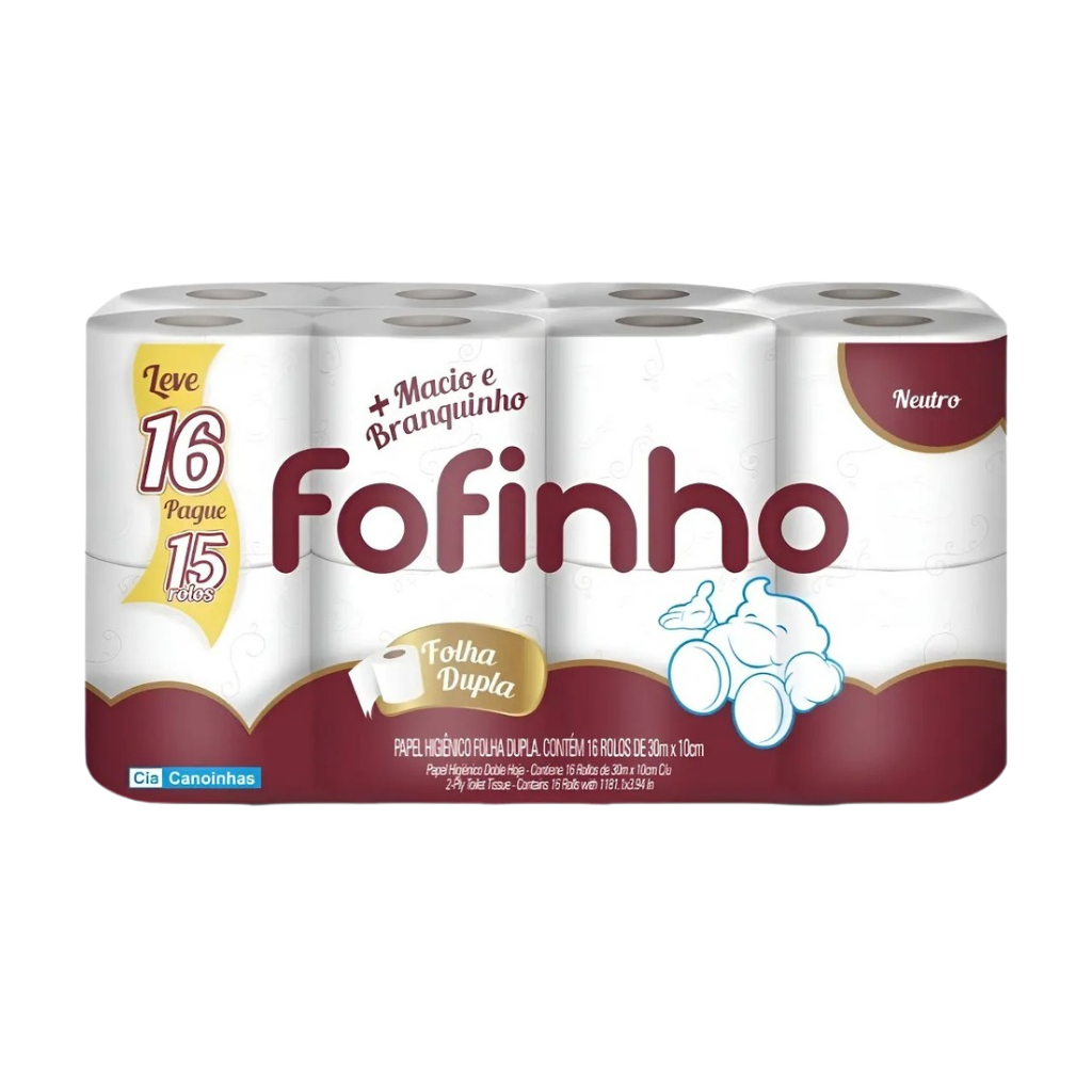 Papel Higiênico Fofinho Folha Dupla Neutro 30m C/16 Rolos