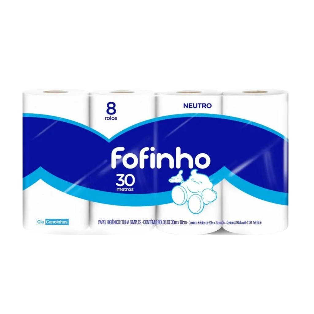 Papel Higiênico Fofinho Folha Simples 30m C/8 Rolos