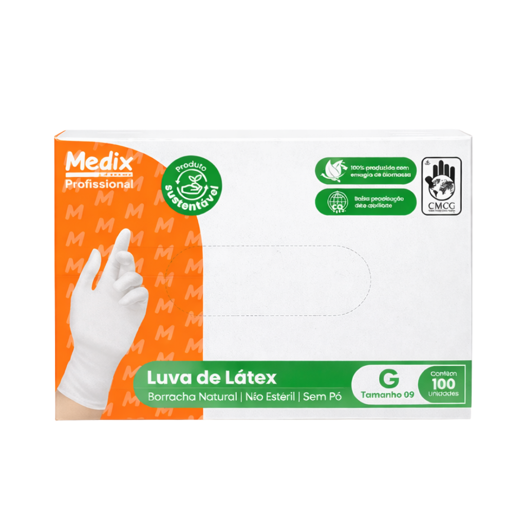 Luva De Látex Sem Pó Medix 100 Unidades - G