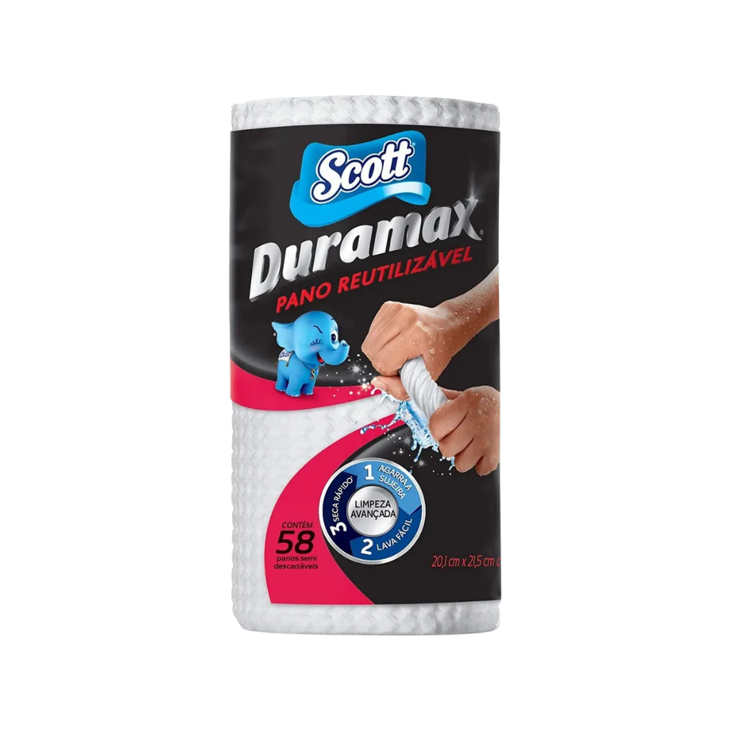 Pano Reutilizável Scott Duramax Rolo Com 58 Panos