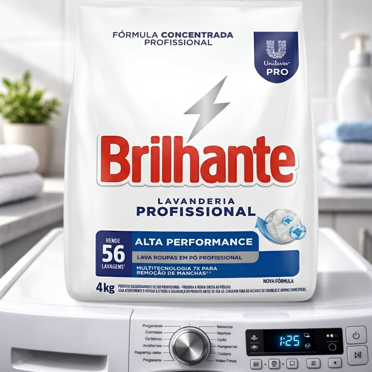 Sabão Em Pó Brilhante Lava Roupa Lavanderia Profissional 4kg
