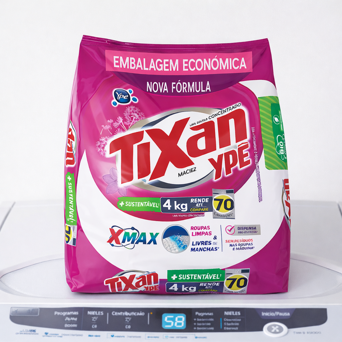Sabão em Pó Concentrado Tixan Ypê Maciez Xmax 4kg