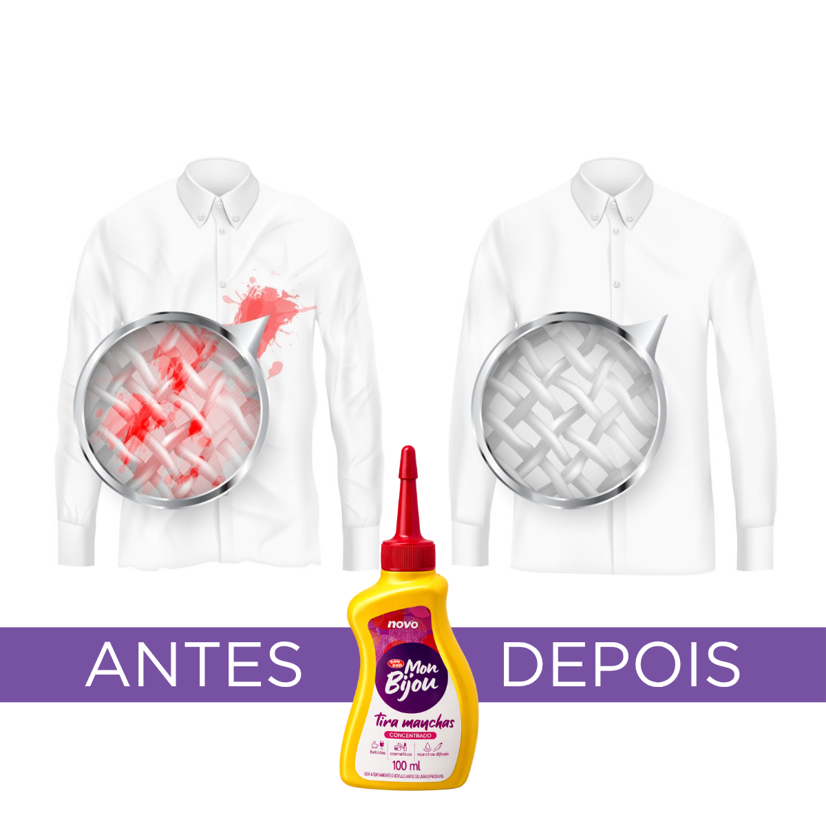 Tira Manchas Mon Bijou 100ml Concentrado Roupas Coloridas E Brancas