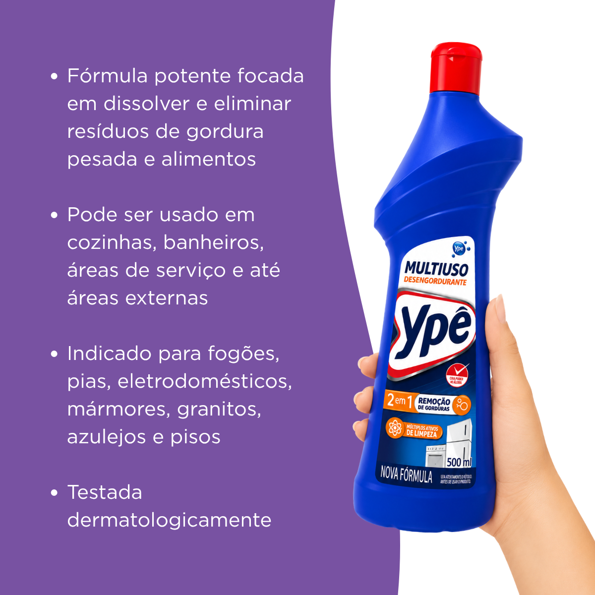 Limpador Multiuso 2 em 1 Clássico Desengordurante 500ML Ypê