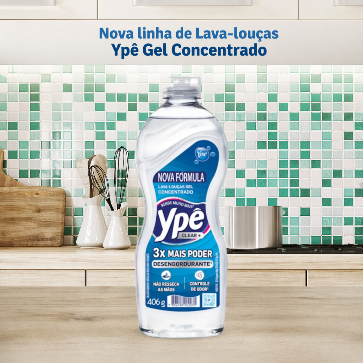 Detergente Gel Concentrado Desengordurante Clear 406g Ypê