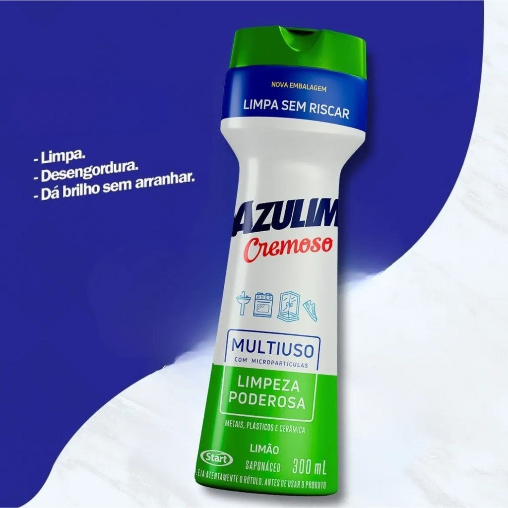 Multiuso Cremoso Azulim 300ml Limão Limpeza Poderosa