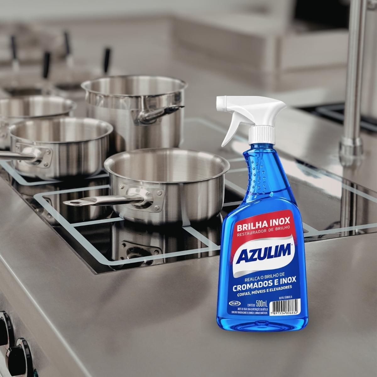 Brilha Inox Restaurador De Brilho Spray 500ml Azulim