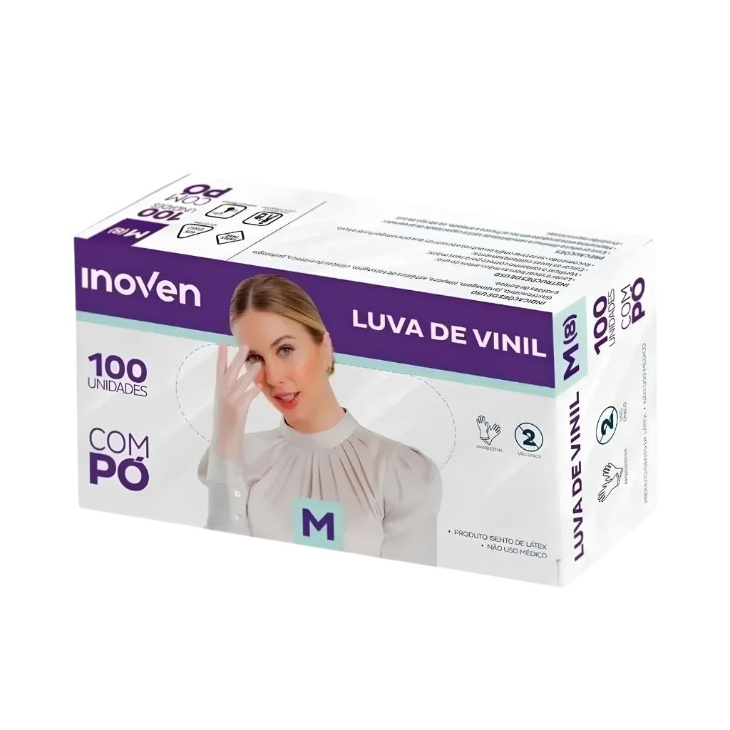 Luva de Vinil Descartável Com Pó 100 Unidades Inoven Tam M