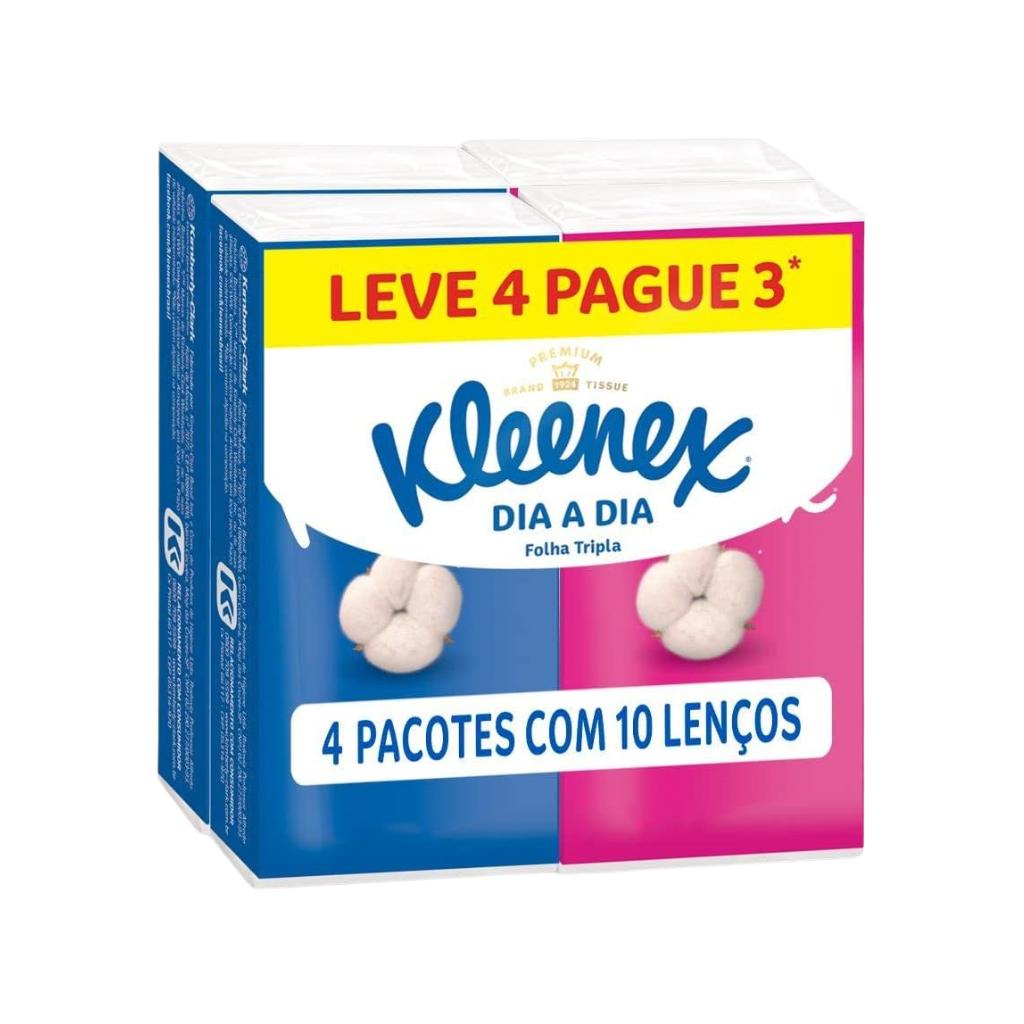 Lenços Kleenex Folha Tripla 12 Pacotes C/ 10 Unidades