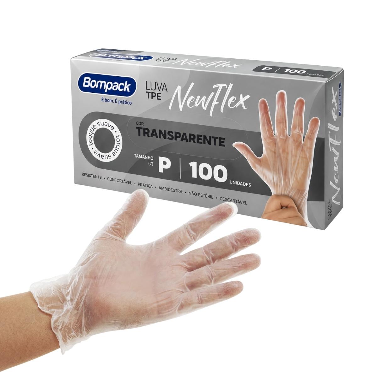 Luva Vinilflex Tpe Descartáveis Newflex Bompack - P