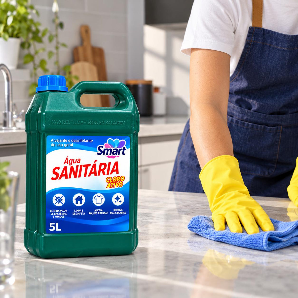 Água Sanitária 5 Litros Limpeza Pesada Desinfetante Smart