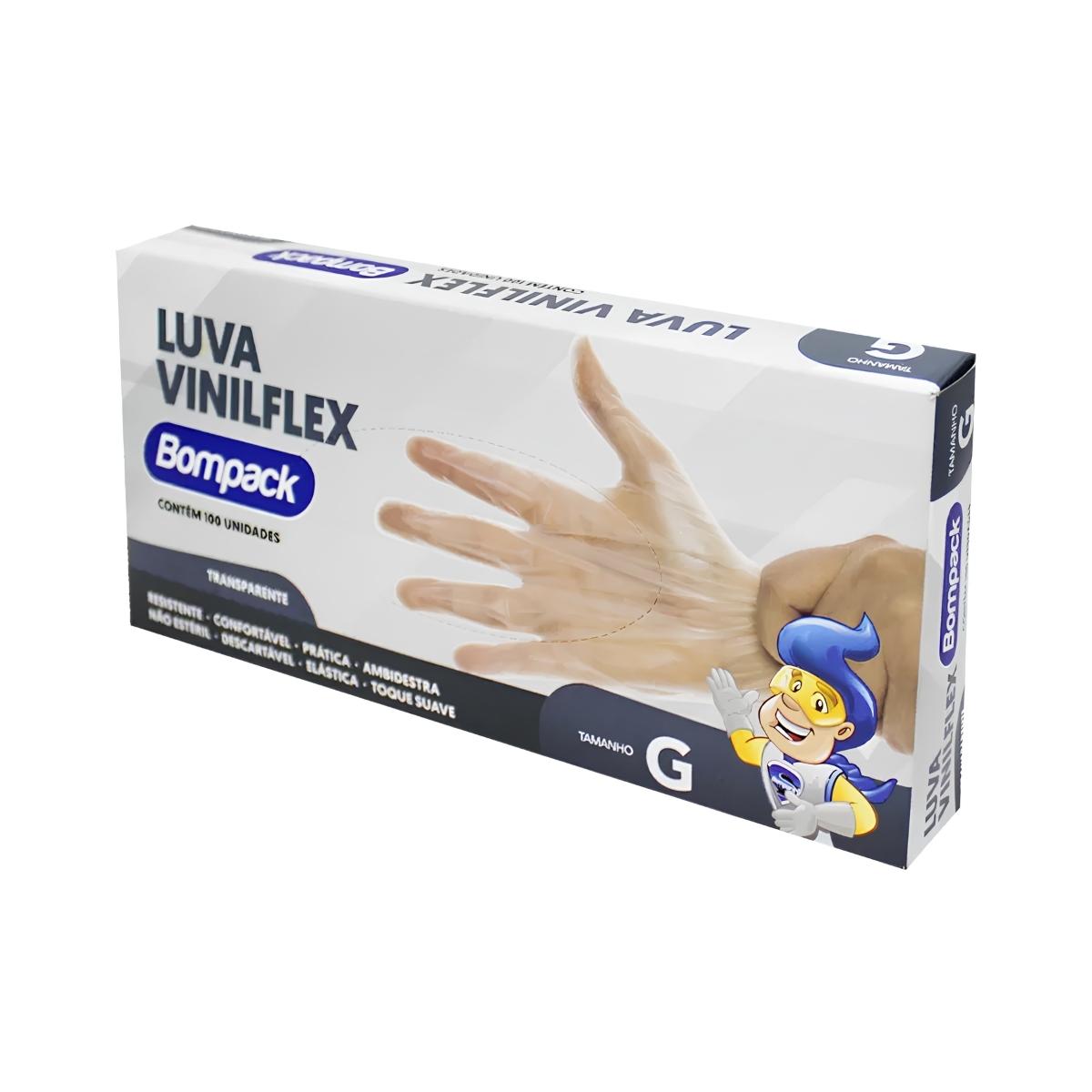 Luva De Vinilflex Transparente Bompack C/100 Unidades - G