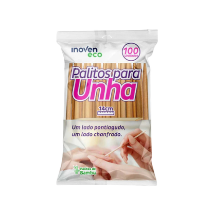 Palito De Unha Bambu Chanfrado Inoven 100 Unidades