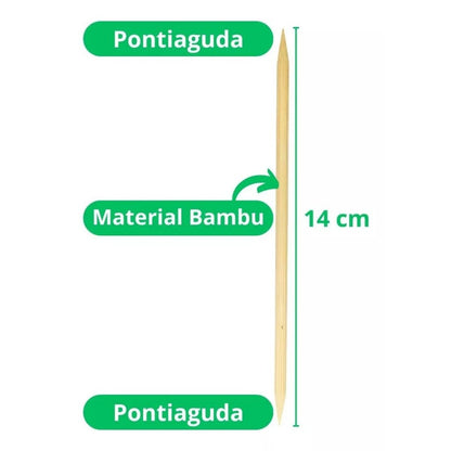 Palito De Unha Bambu Chanfrado Inoven 100 Unidades