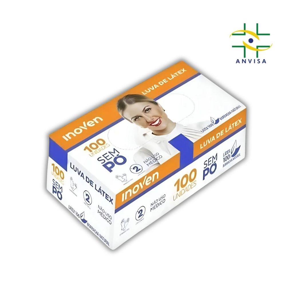Luva Látex Sem Pó Inoven Com 100 Unidades - P