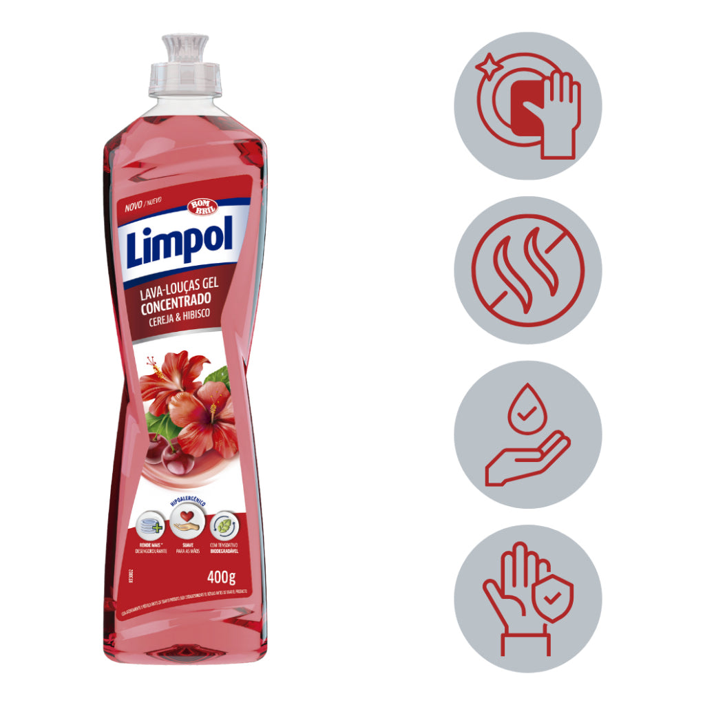 Detergente Em Gel Limpol Cereja e Hibisco 400g