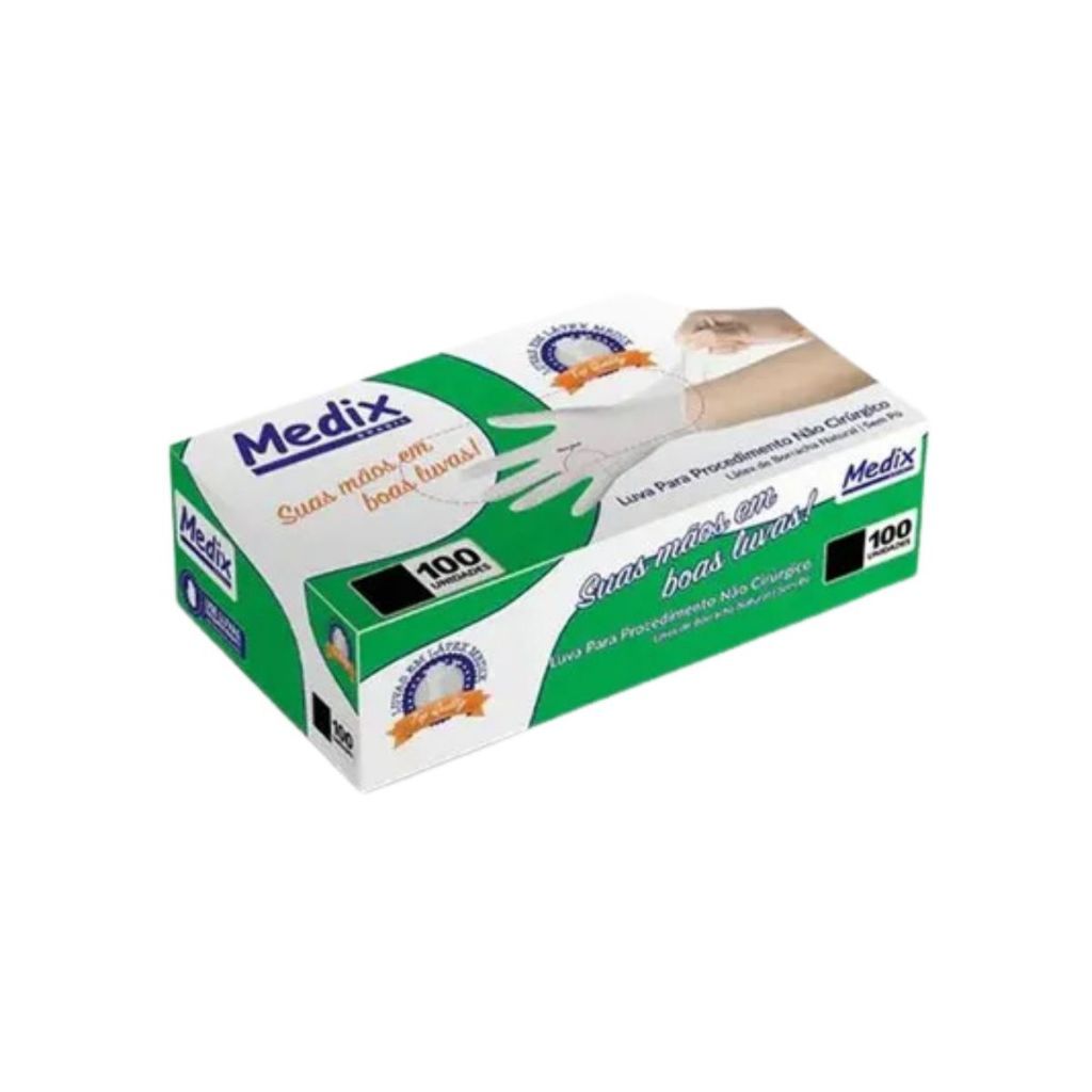 Luva De Látex Sem Pó Medix 100 Unidades  - G