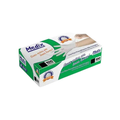 Luva De Látex Sem Pó Medix 100 Unidades  - G