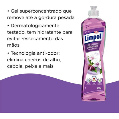 Detergente Gel Concentrado Limpol Uva E Orquídea 400g