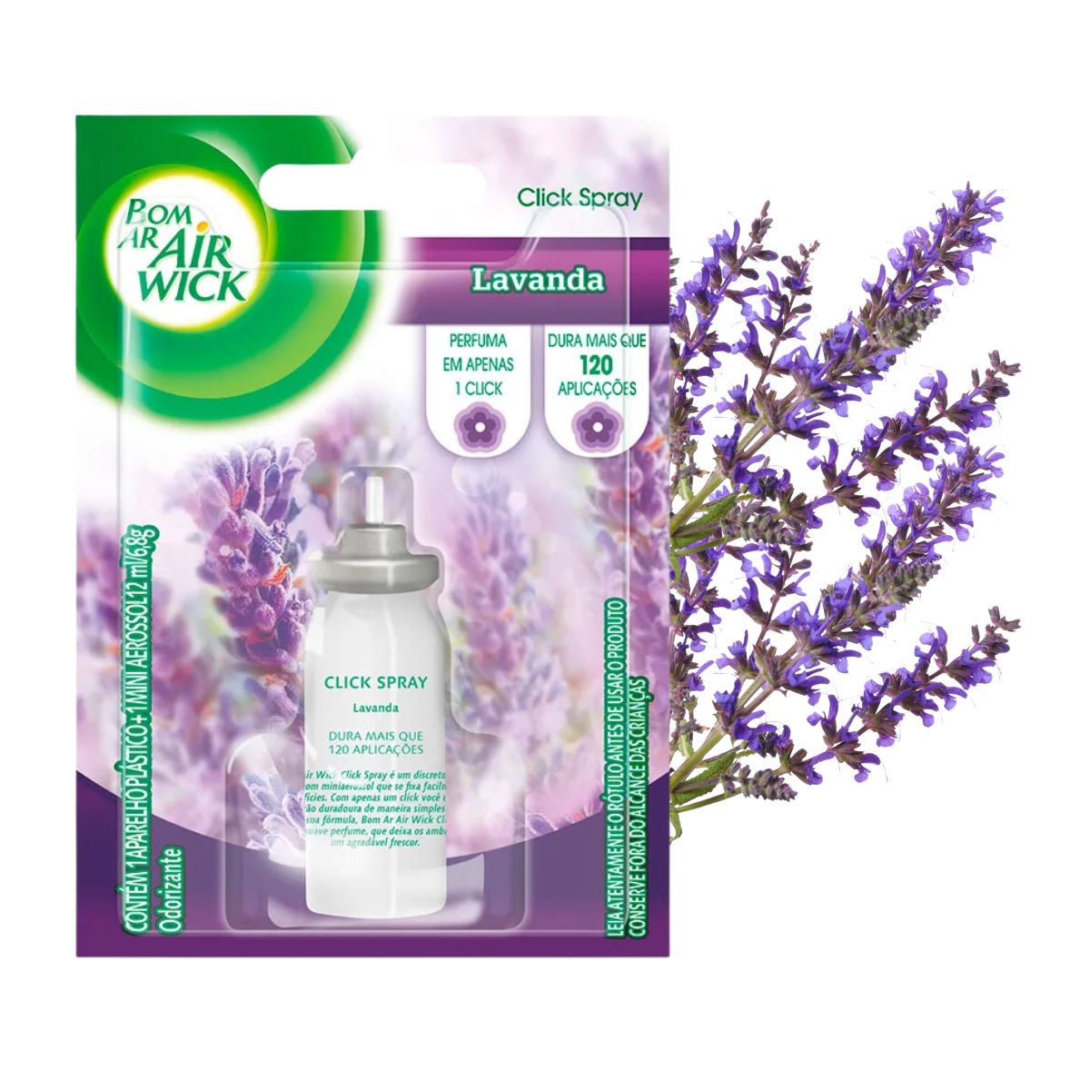 Odorizador De Ambiente Bom Ar Click Spray Lavanda Refil 12ml