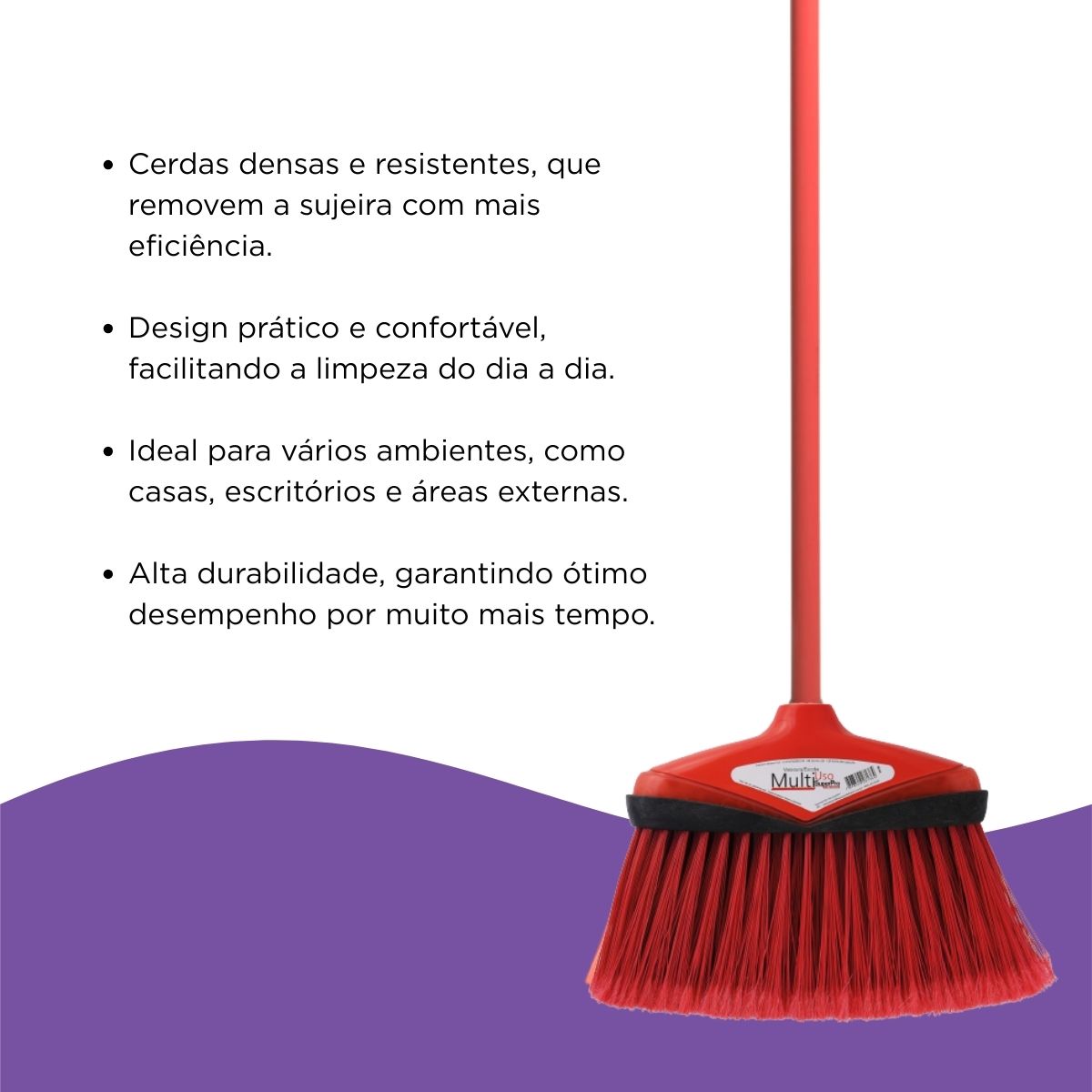 Vassoura Multiuso  Com Cabo Vermelha Bettanin