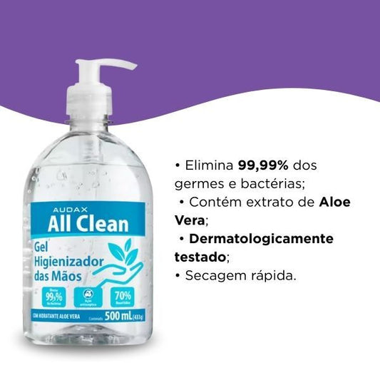 Álcool Gel Antisséptico 70° All Clean Audax 500ml