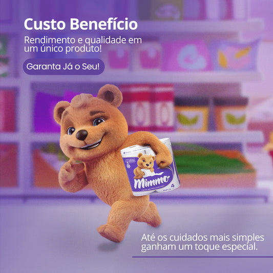 Papel Higiênico Folha Dupla 30m com 4 Rolos Mimmo