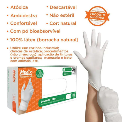 Luva De Látex Com Pó Medix - G