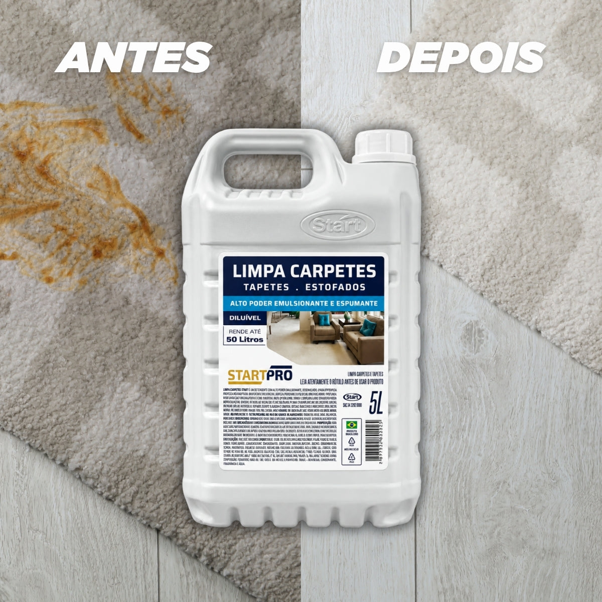 Limpa Carpetes Tapetes Estofados Profissional Start 5 Litros