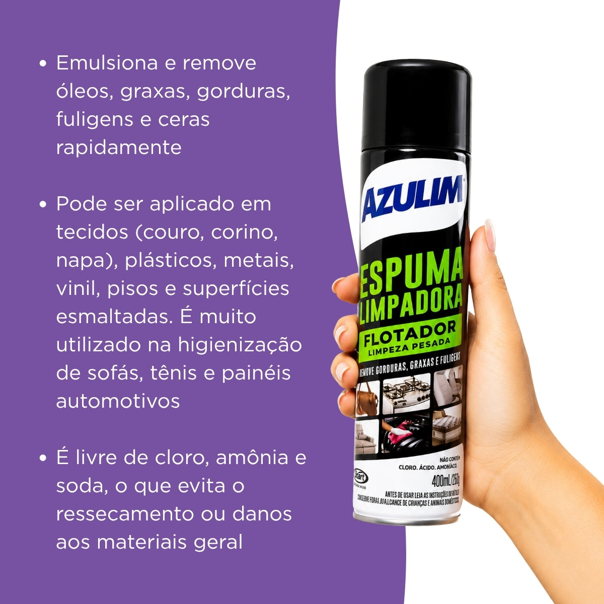 Espuma Limpadora Flotador Limpeza Pesada Azulim 400ml