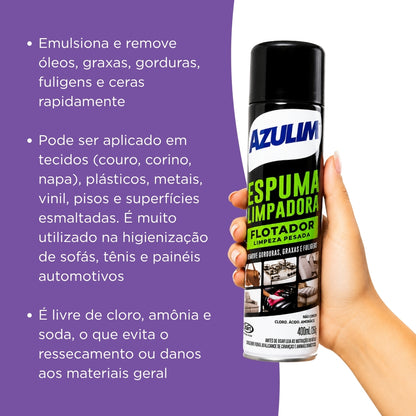 Espuma Limpadora Flotador Limpeza Pesada Azulim 400ml