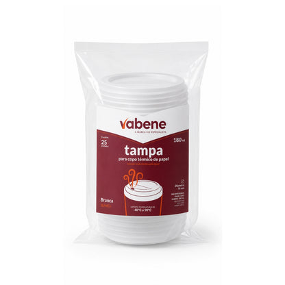 Tampa Para Copo de Papel Descartável 180ml 25 unid Vabene