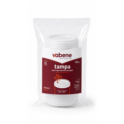 Tampa Para Copo de Papel Descartável 120ml 25 unid Vabene