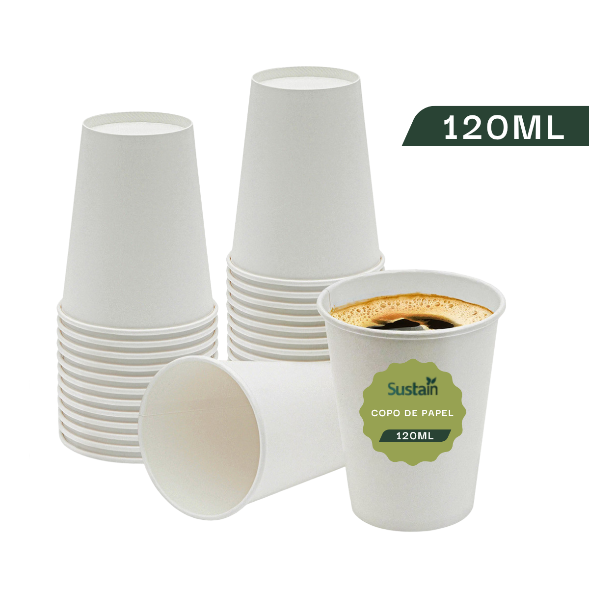 Copo De Papel Branco 120ml Com 50 Unidades Talge