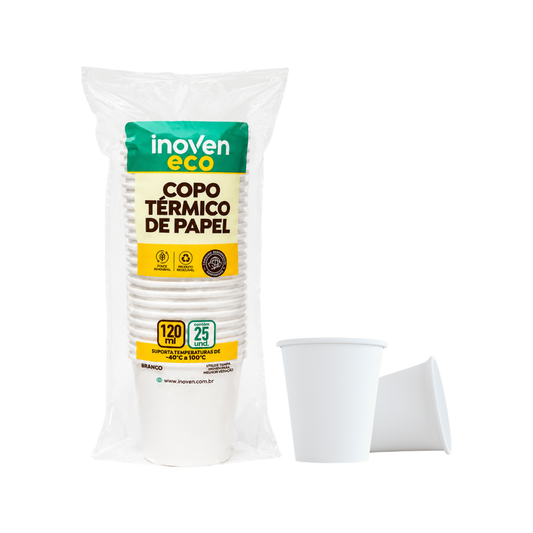 Copo De Papel Branco 120ml 25 Unidades  Inoven