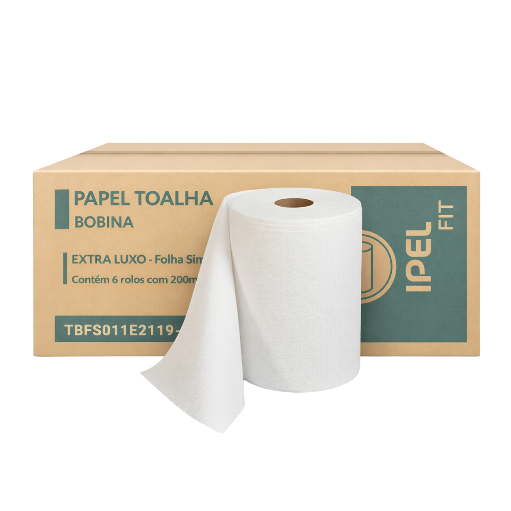 Papel Toalha Bobina Ipel Fit 20cm x 200m