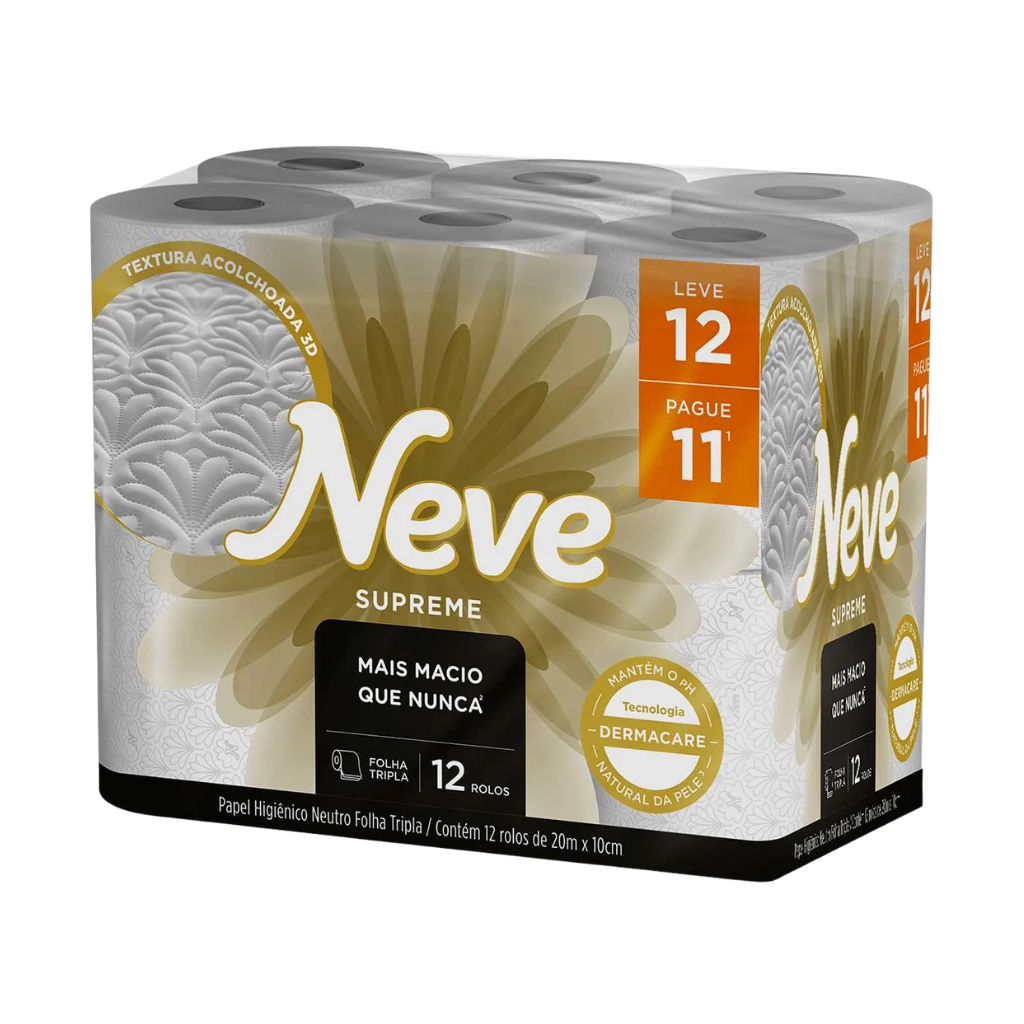 Papel Higiênico Folha Tripla 20m Leve 12 E Pague 11 Neve