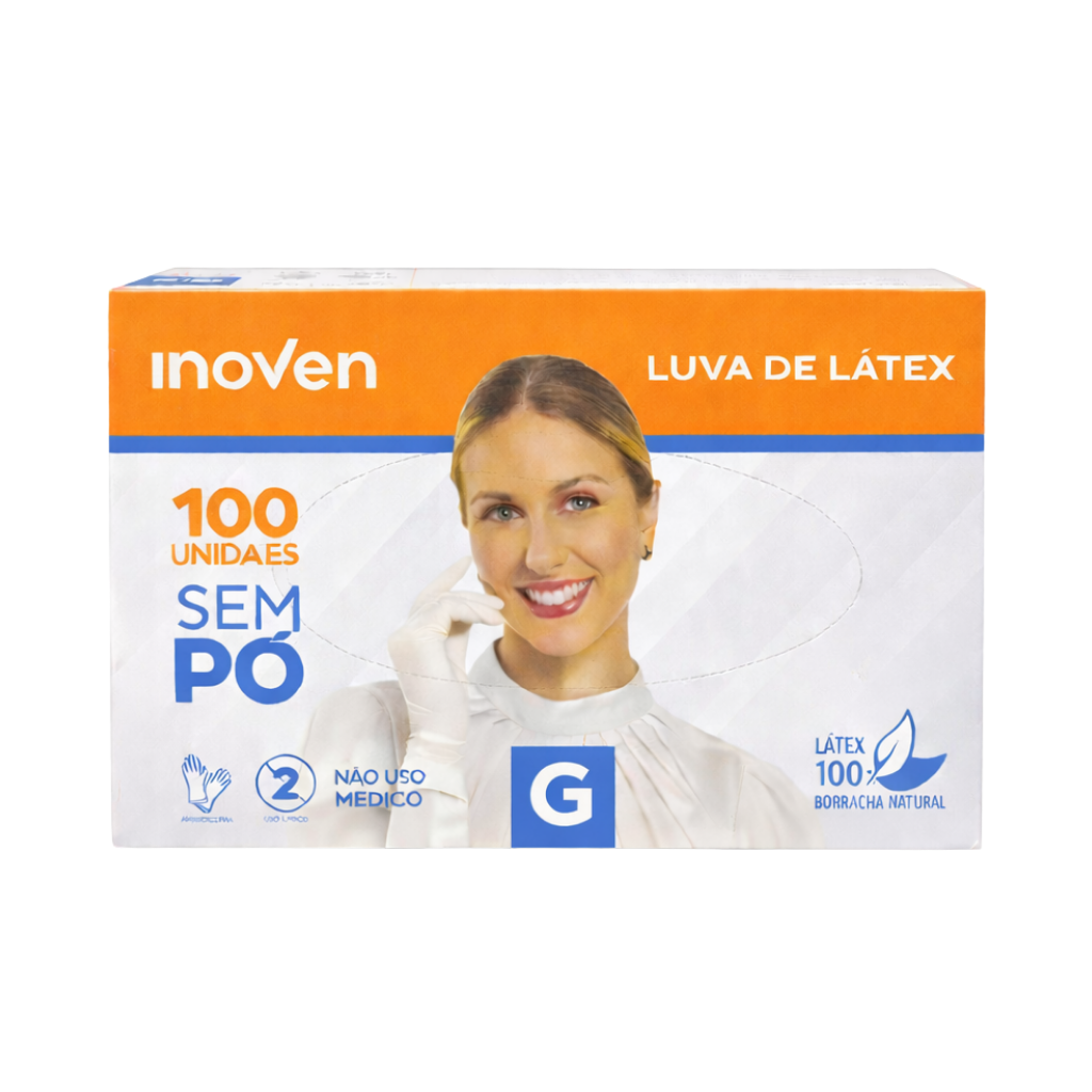 Luva Látex Sem Pó Inoven Com 100 Unidades - G