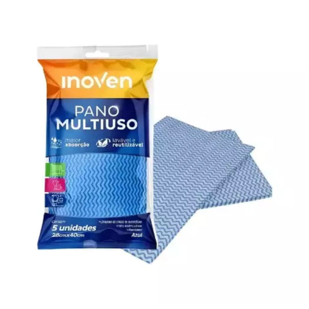Pano Multiuso Azul Inoven 30x50cm Com 5 Unidades