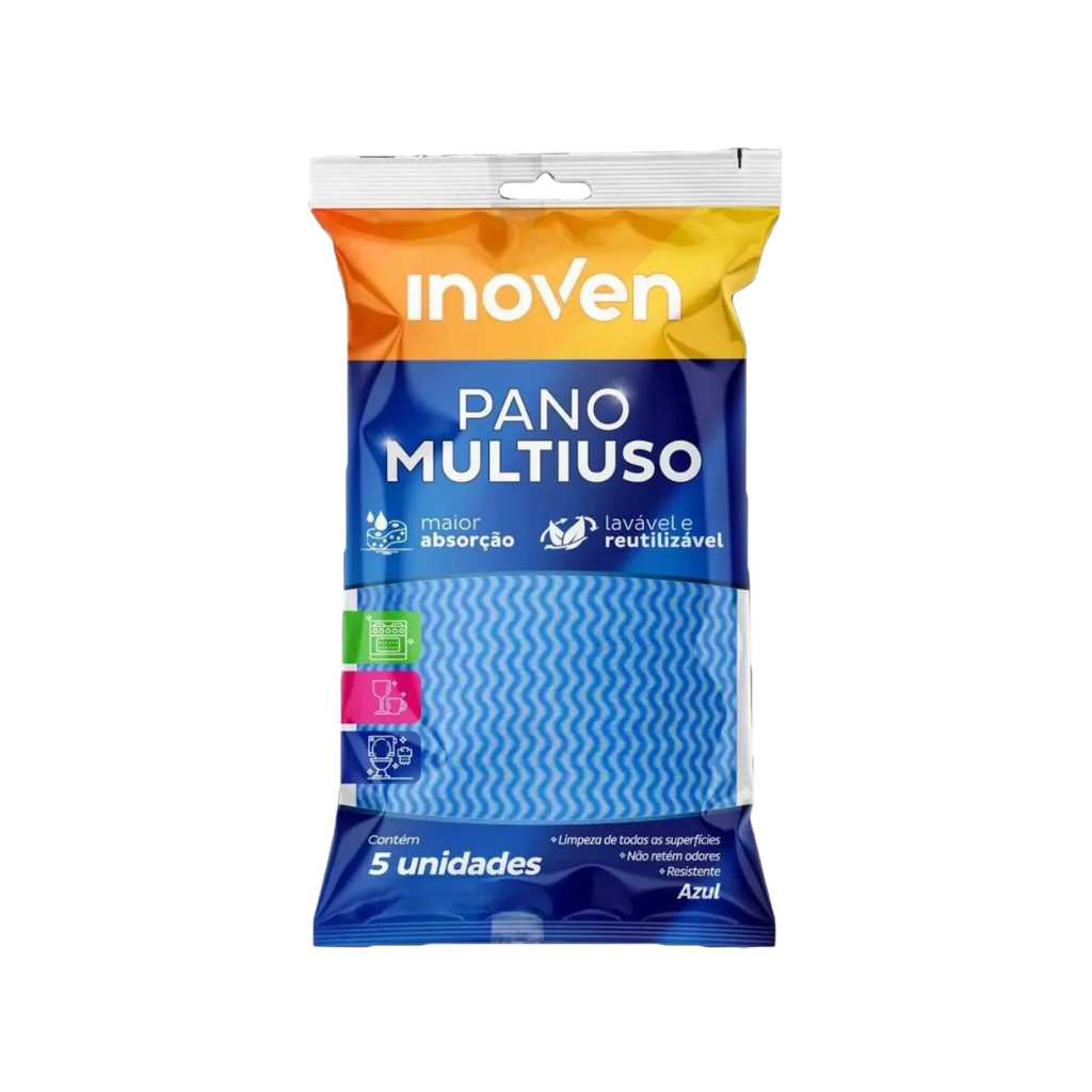 Pano Multiuso Azul Inoven 30x50cm Com 5 Unidades