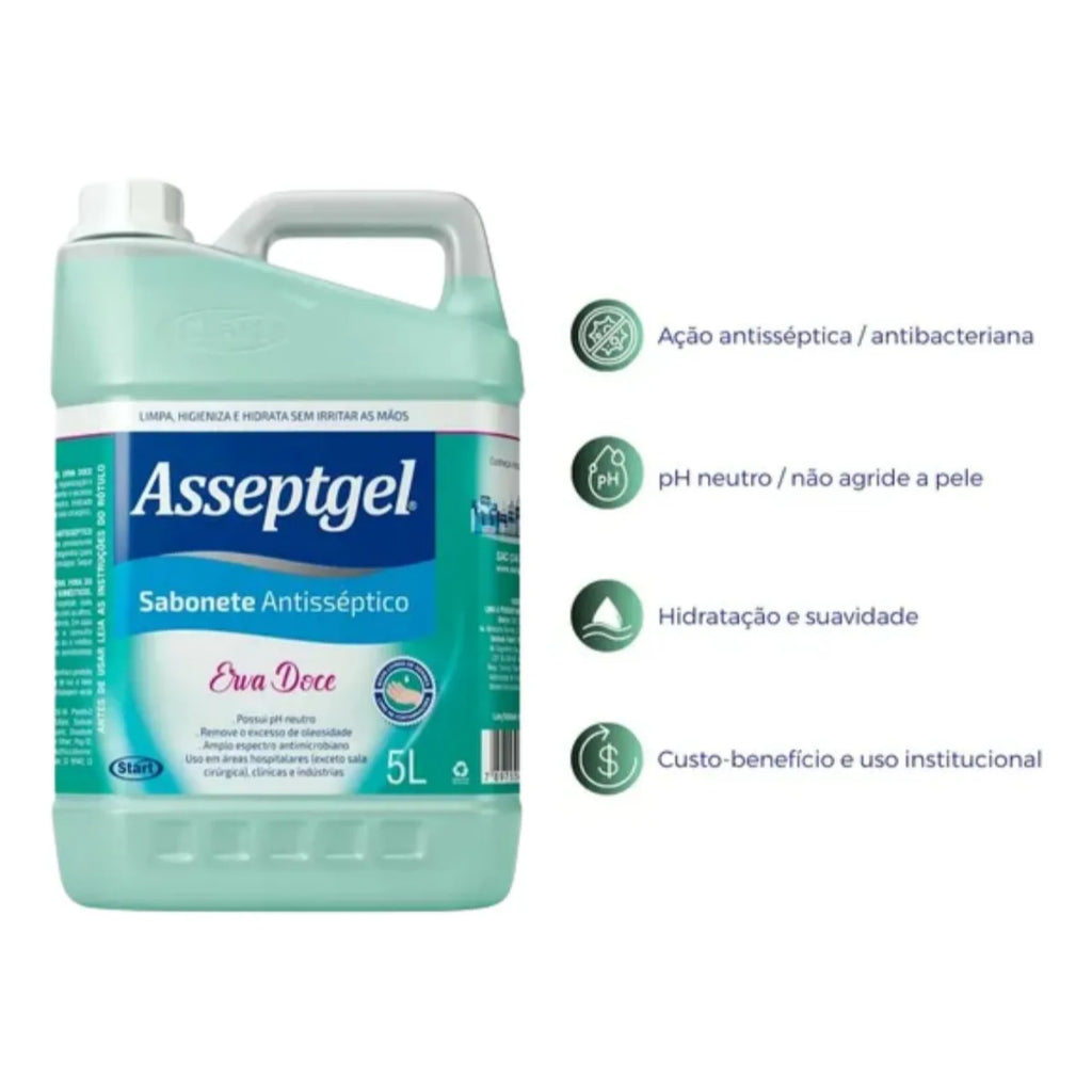 Sabonete Antisséptico Asseptgel Erva Doce 5L