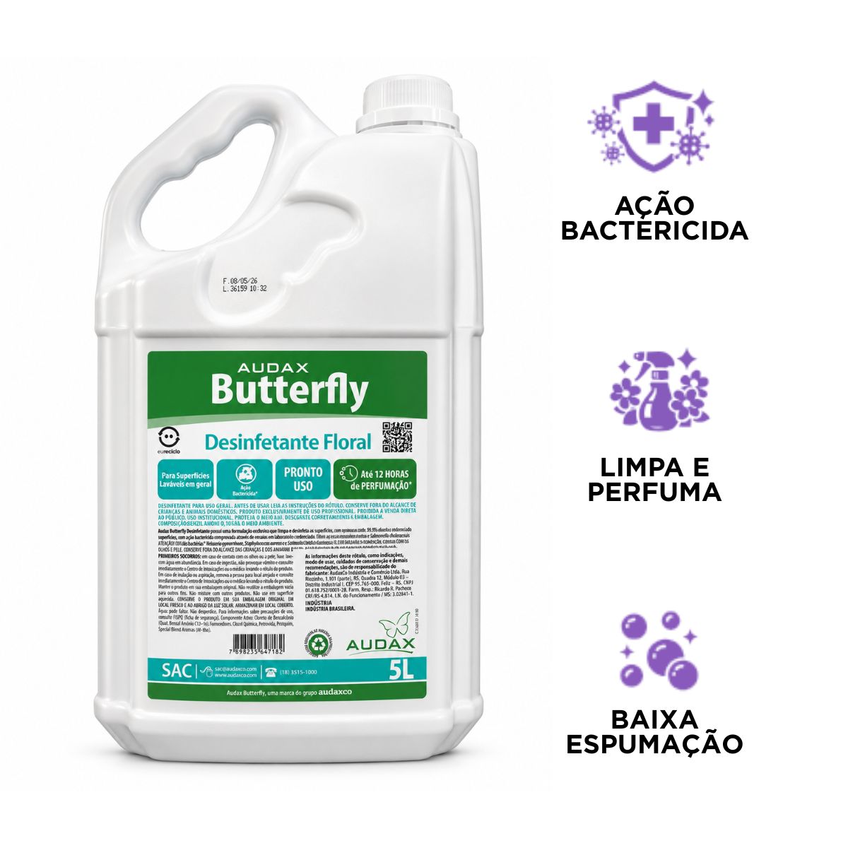 Desinfetante Butterfly Floral Pronto Uso 5 Litros Audax