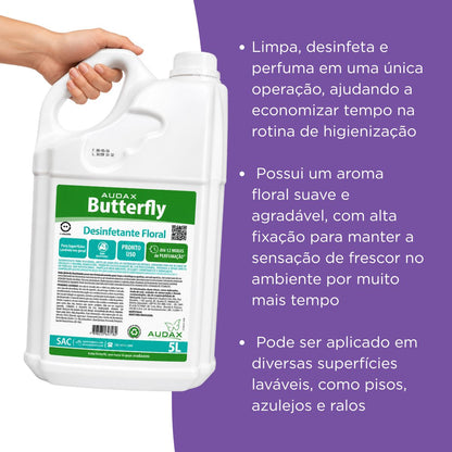 Desinfetante Butterfly Floral Pronto Uso 5 Litros Audax