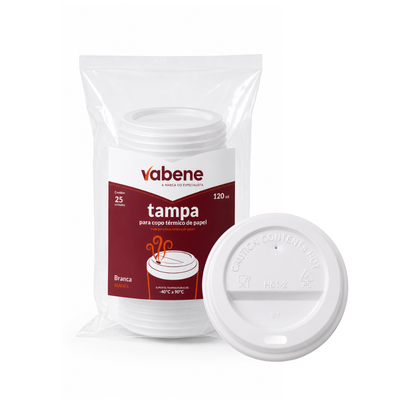 Tampa Para Copo de Papel Descartável 120ml 25 unid Vabene