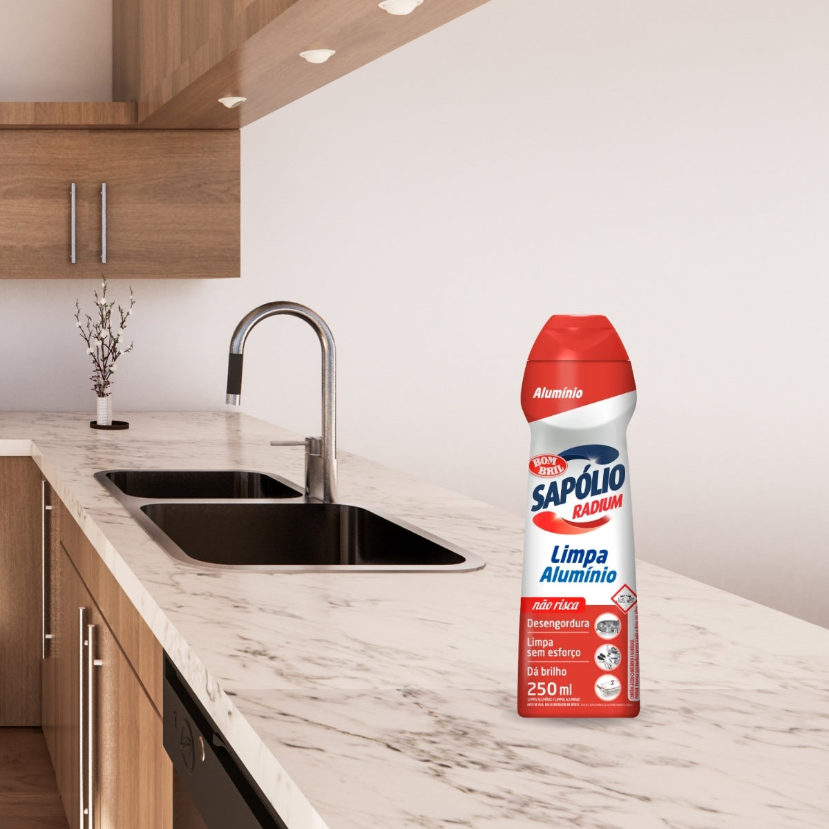 Sapólio Radium Cremoso Limpa Alumínio 250ml Bombril