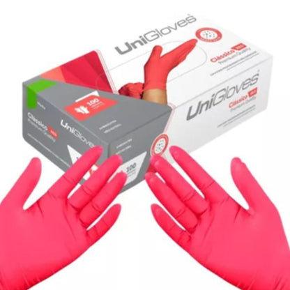 Luva De Procedimento Látex Vermelha Com Pó Unigloves 100 Unidades - P