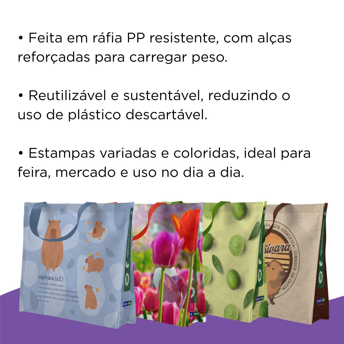 Sacola Reutilizável Capivara Marrom Bompack