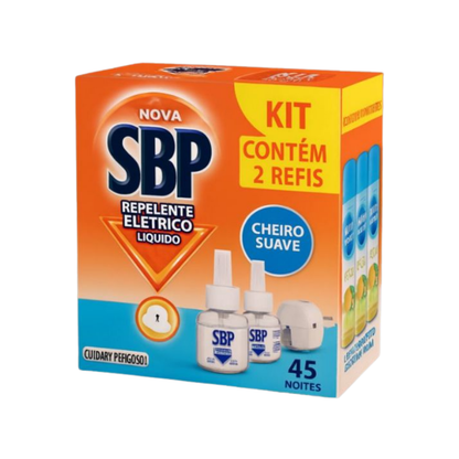 Refil Repelente Elétrico Líquido SBP 45 Noites 32,9ml C/ 2 Unidades